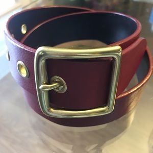 Coach Red Leather Brass Harness Women’s Belt